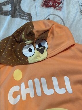 Orange 'CHILLI' Hooded Top with Character Print